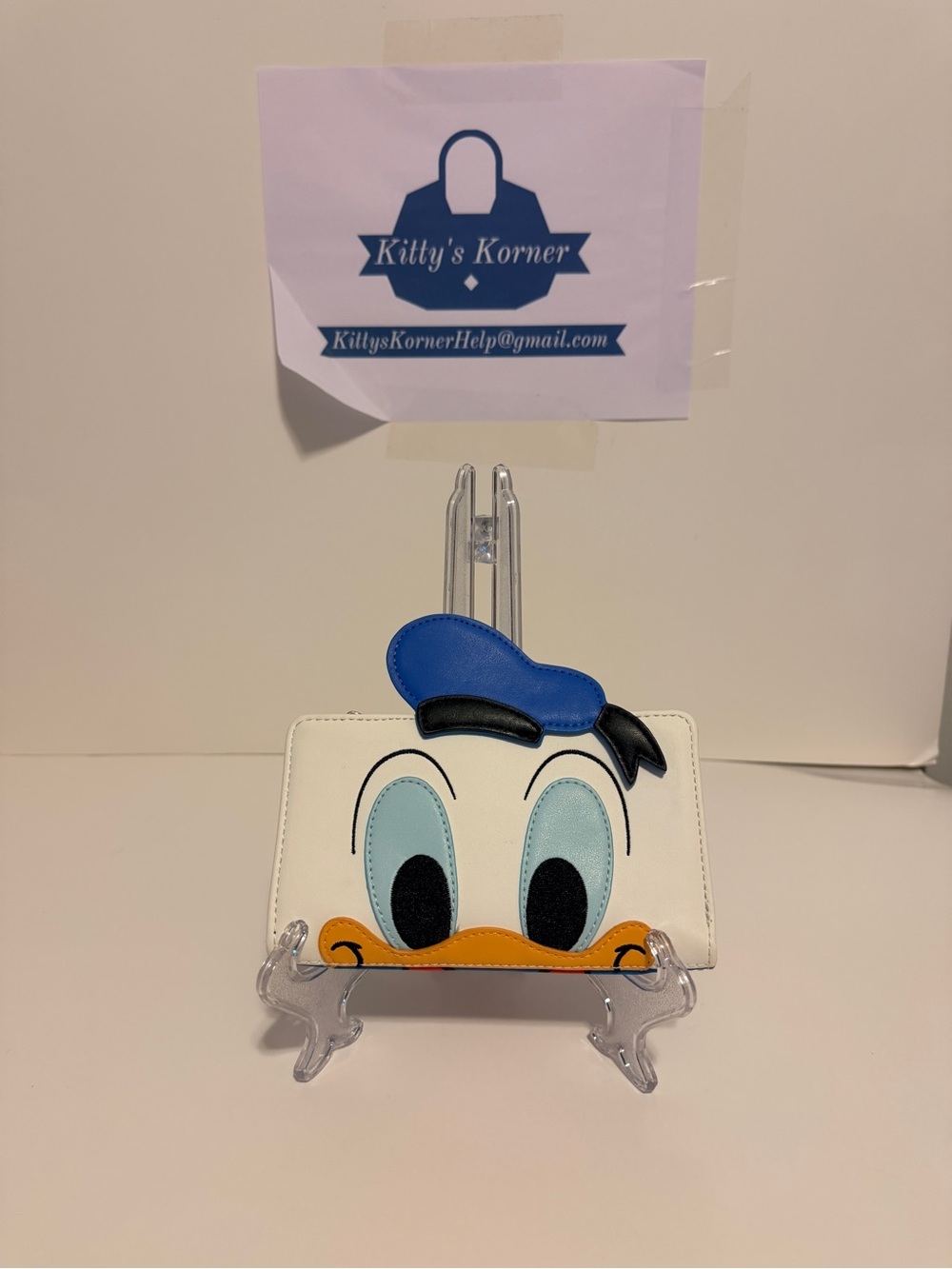 NWT Disney Loungefly Donald Duck Face Wallet - White, Blue & Orange